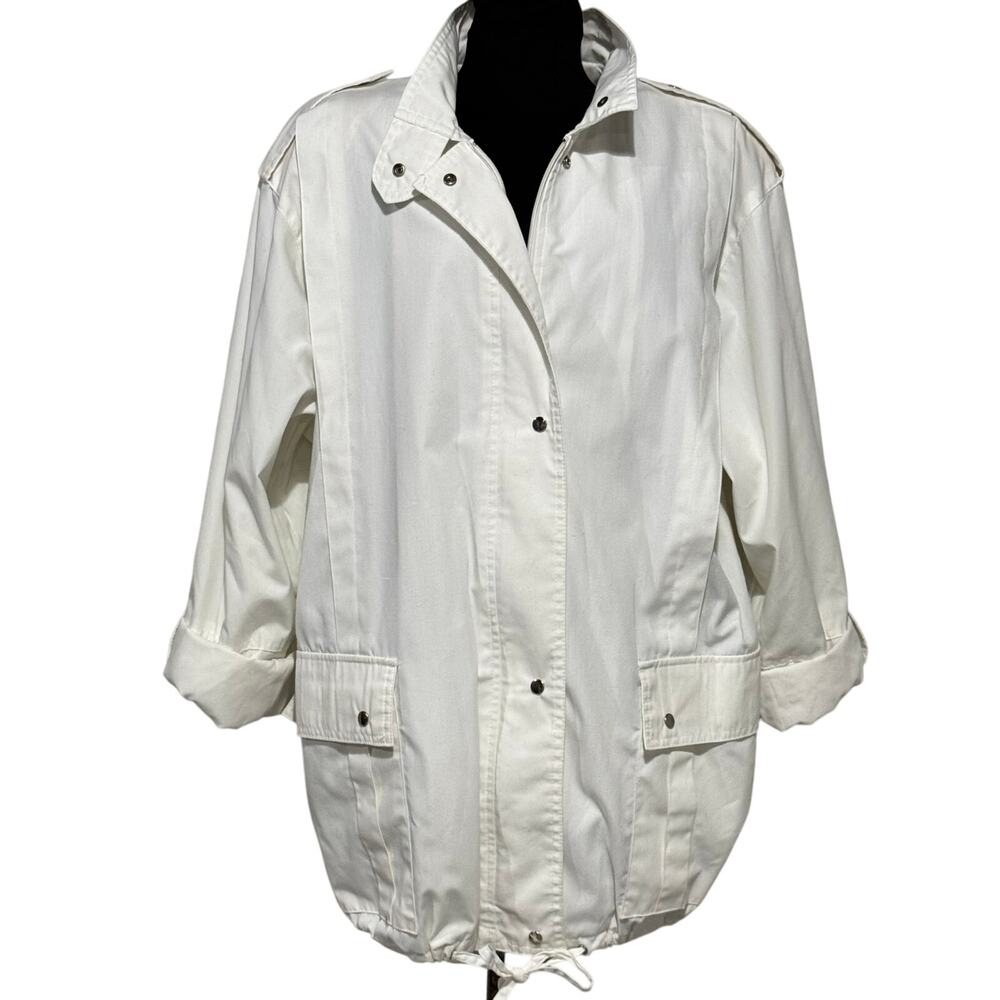 Vintage 80's Sergio Valente Women's Windbreaker‎ Jacket Size 13/14 White Preppy